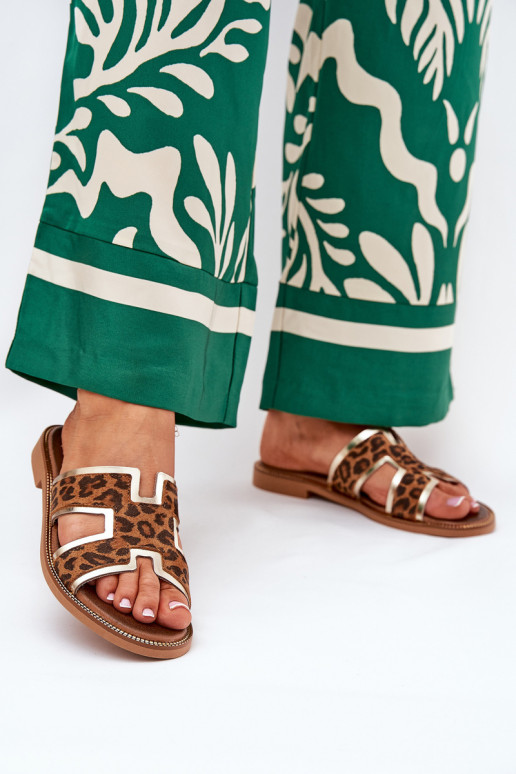   lygiapadžiai Šlepetės su leopardo kailio raštais Zazoo 40383 rudos spalvos