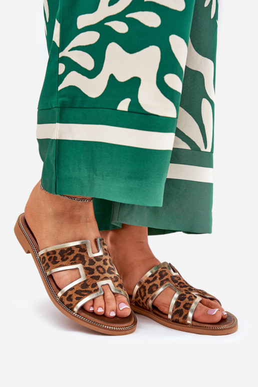   lygiapadžiai Šlepetės su leopardo kailio raštais Zazoo 40383 rudos spalvos