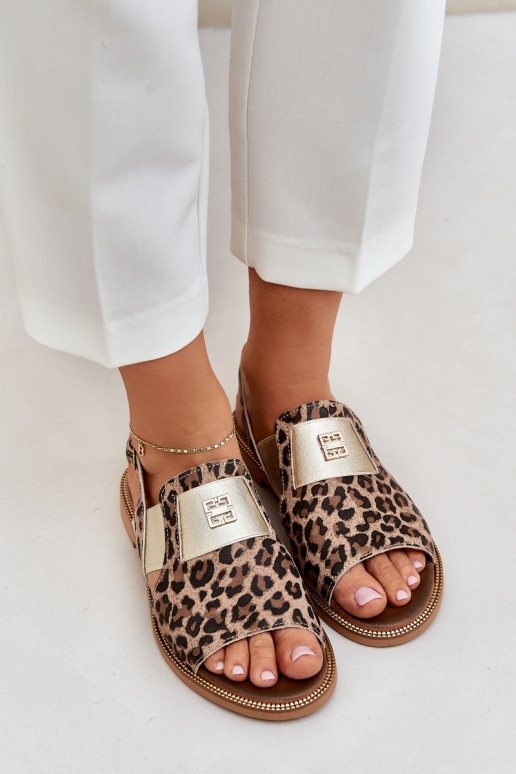 Zazoo 40385  Moteriškos basutės su leopardo kailio raštais rudos spalvos