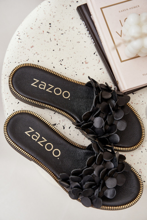 Zazoo 40381  Šlepetės su plačiais kulniukais Juodos spalvos Zazoo 40381  Šlepetės su plačiais kulniukais Juodos spalvos