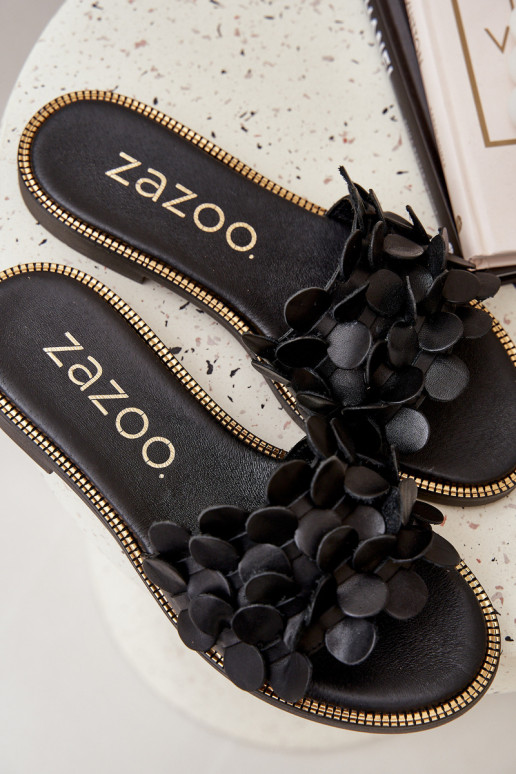 Zazoo 40381  Šlepetės su plačiais kulniukais Juodos spalvos Zazoo 40381  Šlepetės su plačiais kulniukais Juodos spalvos