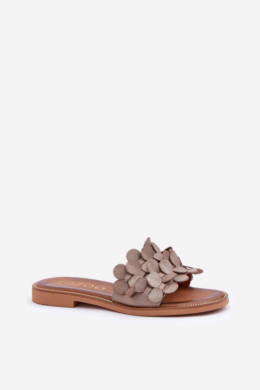 Zazoo 40381  Šlepetės su plačiais kulniukais molio spalvos