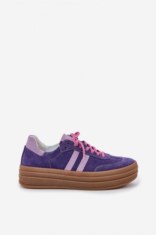 Zazoo N1068S4 zomšiniai sportinio modelio batai su platforma tamsiai violetinės spalvos