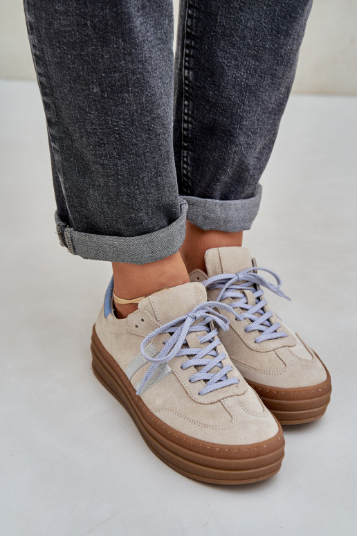 Zazoo N1068S4 Zomšiniai  modelio batai su platforma smėlio spalvos