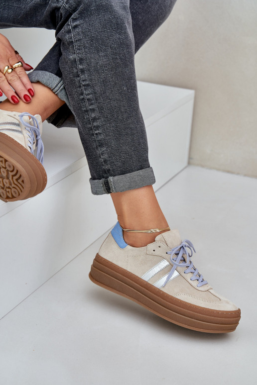 Zazoo N1068S4 Zomšiniai  modelio batai su platforma smėlio spalvos