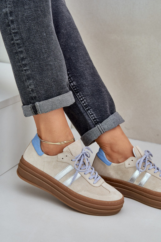 Zazoo N1068S4 Zomšiniai  modelio batai su platforma smėlio spalvos