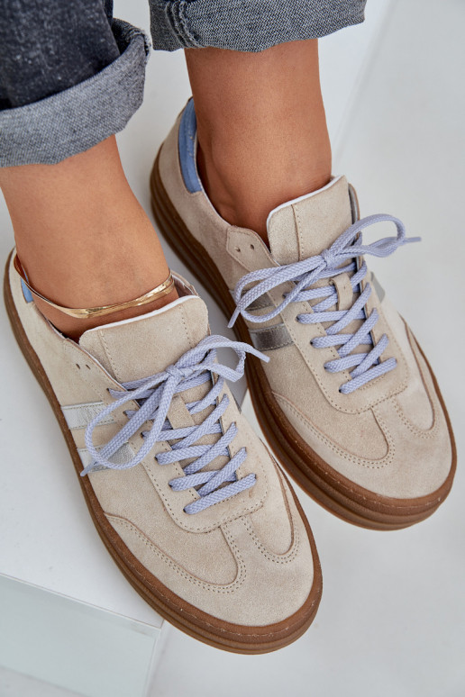 Zazoo N1068S4 Zomšiniai  modelio batai su platforma smėlio spalvos