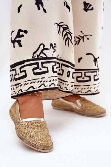 Elegantiško stiliaus Odinės espadrilės  Zazoo 10178 smėlio spalvos-aukso spalvos 2