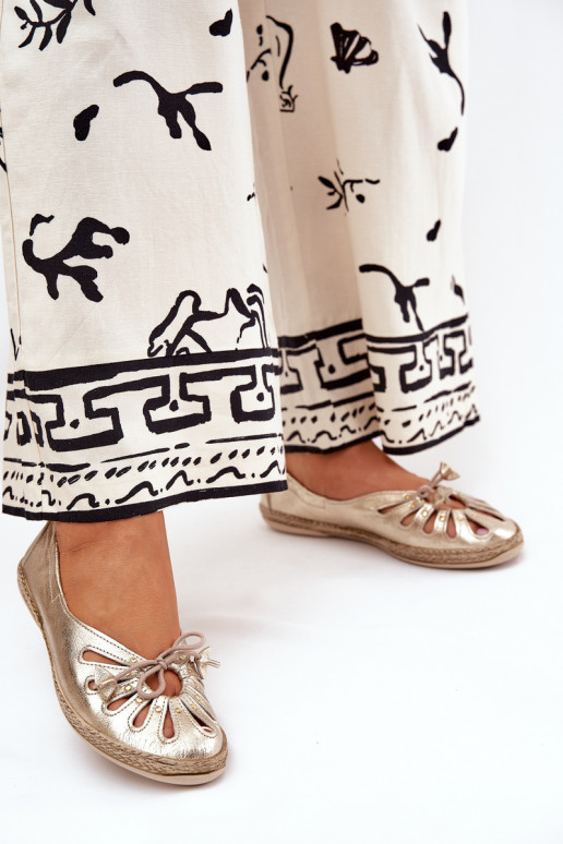 lygiapadžiai Balerinos Z Naturalnej Skóry Zazoo 10179 aukso spalvos