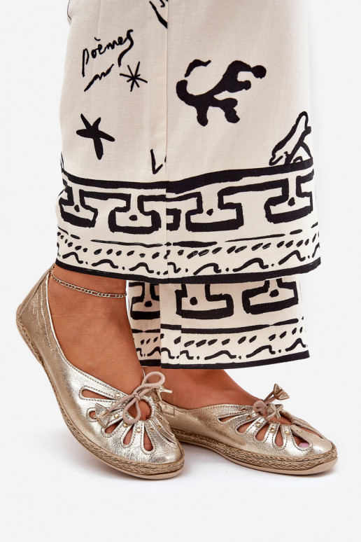 lygiapadžiai Balerinos Z Naturalnej Skóry Zazoo 10179 aukso spalvos