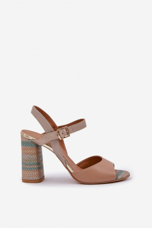   Elegantiško stiliaus basutės su kulniukais Laura Messi 2136 smėlio spalvos