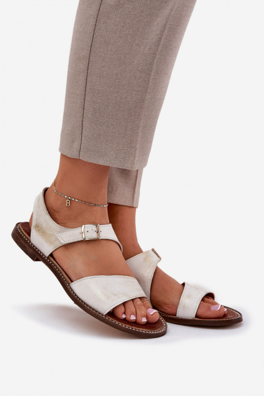   Lygiapadės basutės moterims Zazoo 3014 aukso spalvos Przecierany