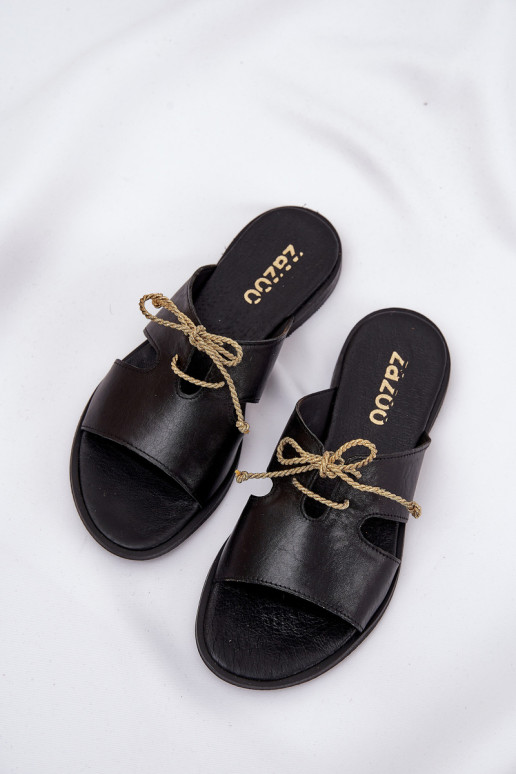 Šlepetės  su plačiais kulniukais Zazoo 3022 Juodos spalvos