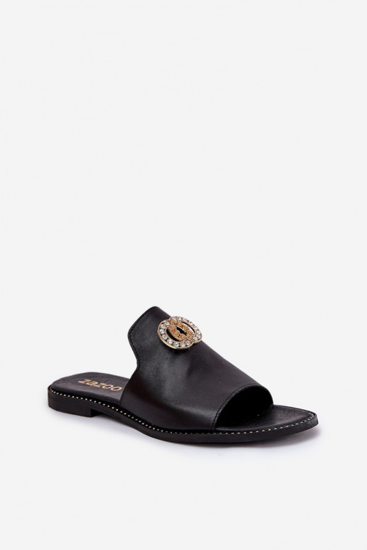 Elegantiško stiliaus Šlepetės  su ornamentais Zazoo 3008 Juodos spalvos