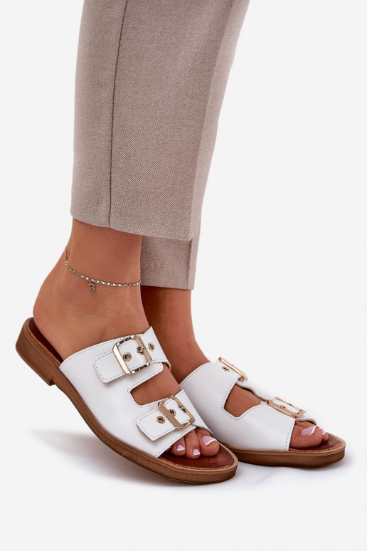   lygiapadžiai Šlepetės su sagtimis Zazoo 3020 baltos spalvos