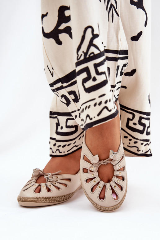 lygiapadžiai Balerinos Z Naturalnej Skóry Zazoo 10179 smėlio spalvos