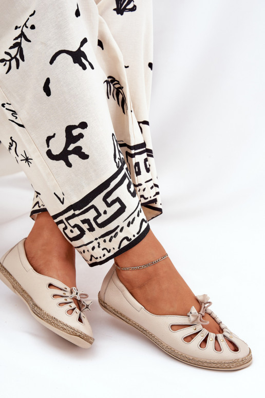 lygiapadžiai Balerinos Z Naturalnej Skóry Zazoo 10179 smėlio spalvos