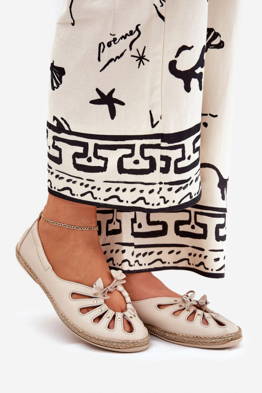 lygiapadžiai Balerinos Z Naturalnej Skóry Zazoo 10179 smėlio spalvos