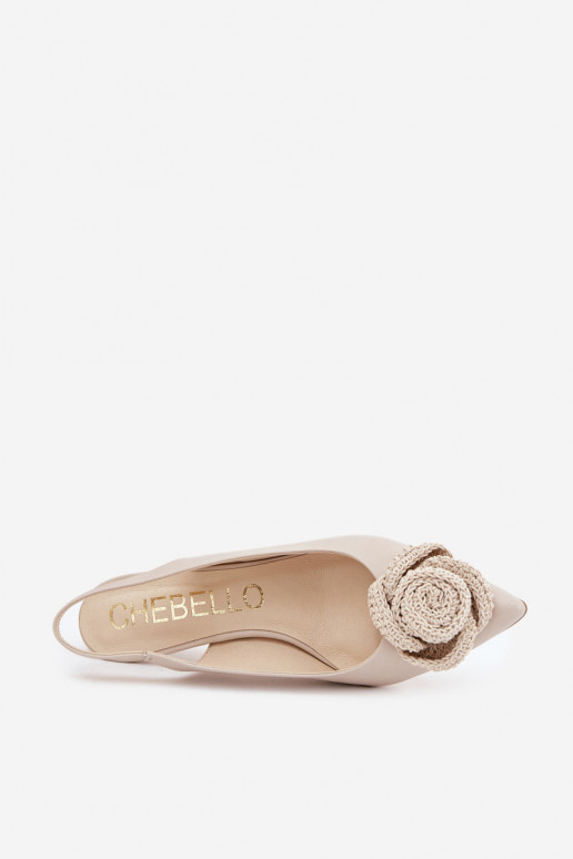   Elegantiško stiliaus Bateliai su plonais kulniukais CheBello 4666 smėlio spalvos