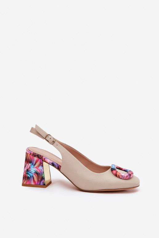   Moteriškos aukštakulnės basutės D&A CR51-002 smėlio spalvos