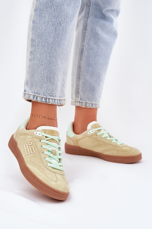 Zomšiniai moteriški sportiniai bateliai "Sneakers" D.Franklin DFSH387005 laimo spalvos