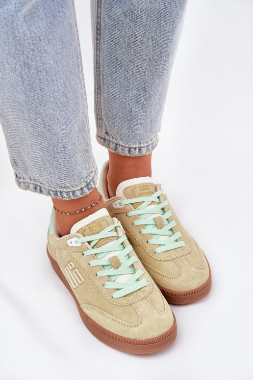 Zomšiniai moteriški sportiniai bateliai "Sneakers" D.Franklin DFSH387005 laimo spalvos