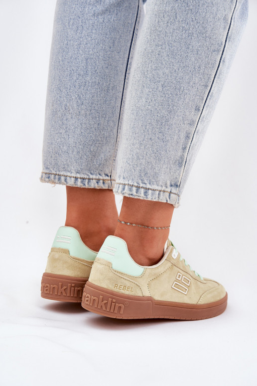 Zomšiniai moteriški sportiniai bateliai "Sneakers" D.Franklin DFSH387005 laimo spalvos