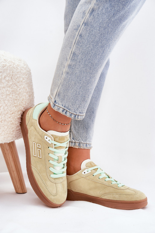 Zomšiniai moteriški sportiniai bateliai "Sneakers" D.Franklin DFSH387005 laimo spalvos