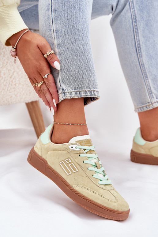 Zomšiniai moteriški sportiniai bateliai "Sneakers" D.Franklin DFSH387005 laimo spalvos