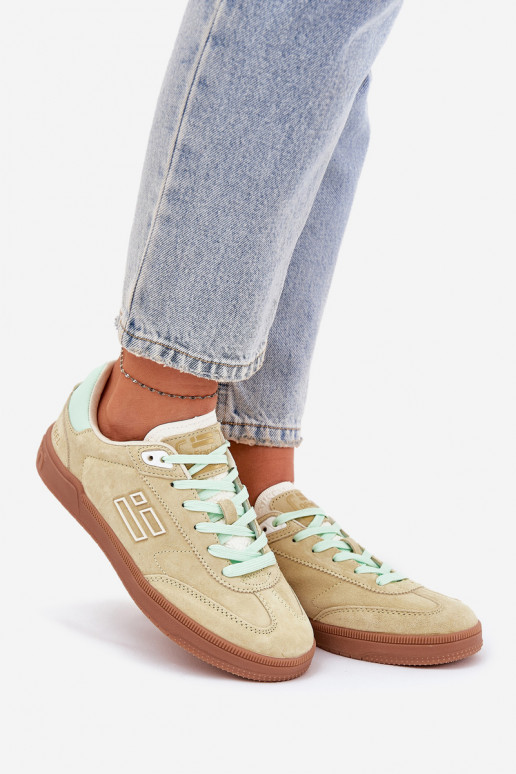 Zomšiniai moteriški sportiniai bateliai "Sneakers" D.Franklin DFSH387005 laimo spalvos