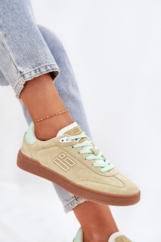 Zomšiniai moteriški sportiniai bateliai "Sneakers" D.Franklin DFSH387005 laimo spalvos