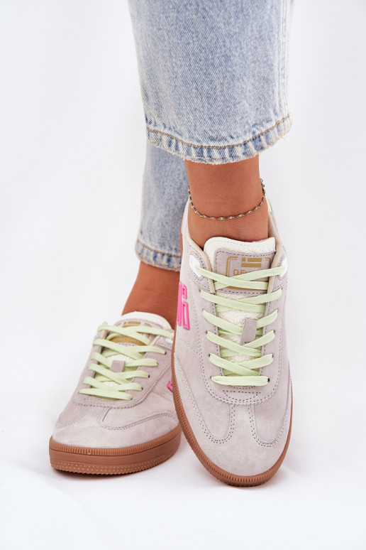 Zomšiniai moteriški sportiniai bateliai "Sneakers" D.Franklin DFSH387005 šviesiai baltos spalvos