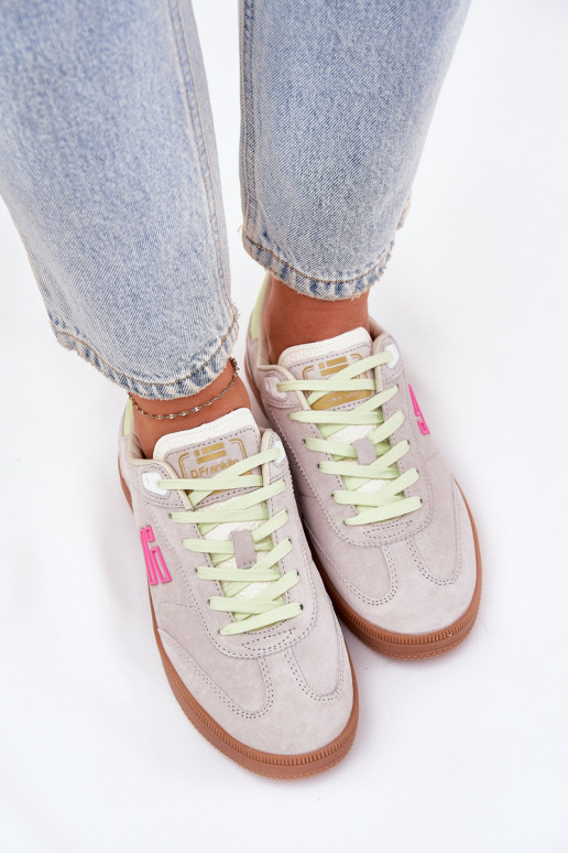 Zomšiniai moteriški sportiniai bateliai "Sneakers" D.Franklin DFSH387005 šviesiai baltos spalvos