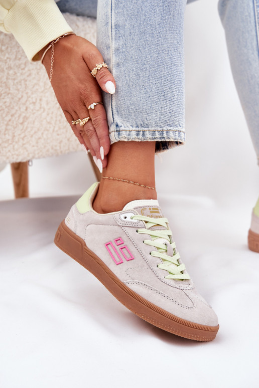Zomšiniai moteriški sportiniai bateliai "Sneakers" D.Franklin DFSH387005 šviesiai baltos spalvos