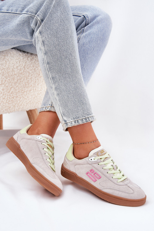 Zomšiniai moteriški sportiniai bateliai "Sneakers" D.Franklin DFSH387005 šviesiai baltos spalvos