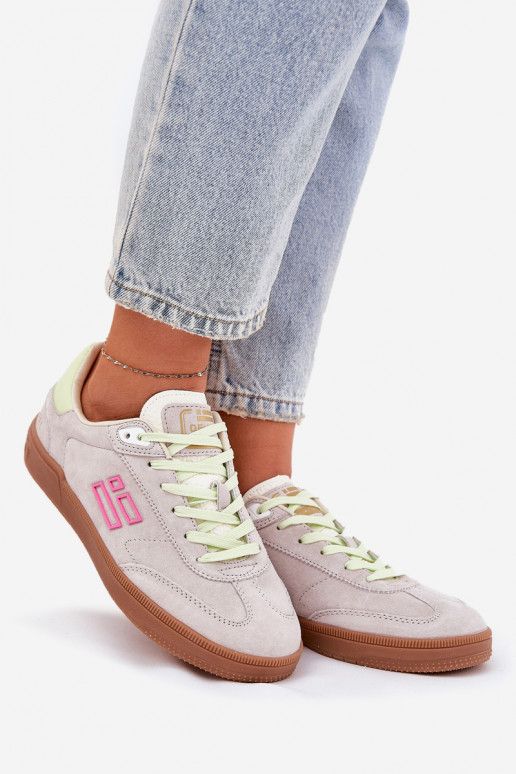 Zomšiniai moteriški sportiniai bateliai "Sneakers" D.Franklin DFSH387005 šviesiai baltos spalvos