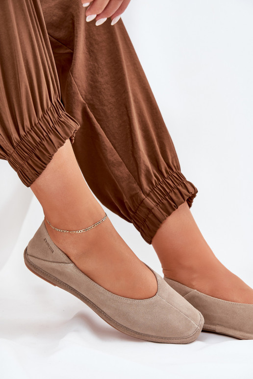 Zomšinės balerinos  Big Star RR274082 smėlio spalvos