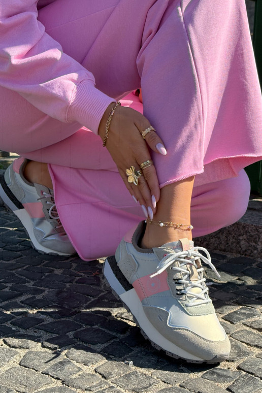 iš zomšos  modelio batai  Big Star RR274243 HI-POLY SYSTEM pilka-rožinės spalvos