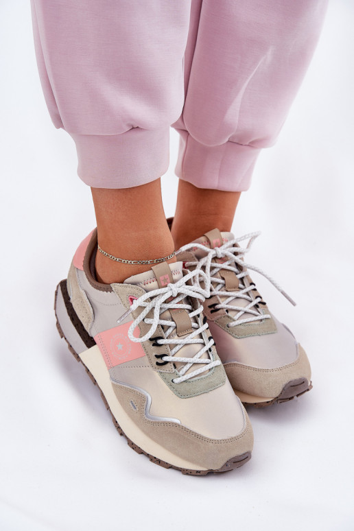 iš zomšos  modelio batai  Big Star RR274243 HI-POLY SYSTEM pilka-rožinės spalvos