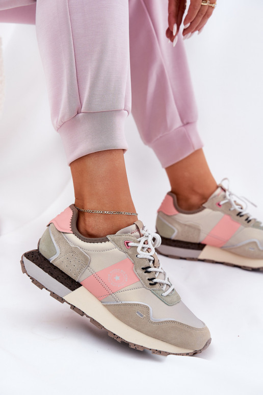 iš zomšos  modelio batai  Big Star RR274243 HI-POLY SYSTEM pilka-rožinės spalvos