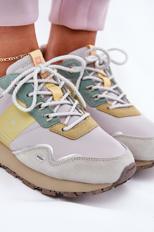 iš zomšos  modelio batai  Big Star RR274244 HI-POLY SYSTEM pilka-geltonos spalvos