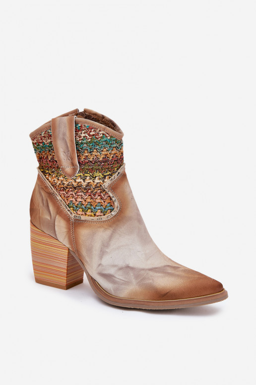 Aulinukai kaubojiško stiliaus su kulniukais dekoruoti Plecionką  06810-29 įvairių spalvų