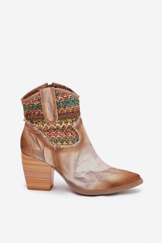 Aulinukai kaubojiško stiliaus su kulniukais dekoruoti Plecionką  06810-29 įvairių spalvų