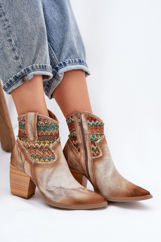 Aulinukai kaubojiško stiliaus su kulniukais dekoruoti Plecionką  06810-29 įvairių spalvų