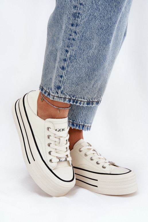   Laisvalaikio bateliai su platforma GOE RR2N4106 baltos spalvos