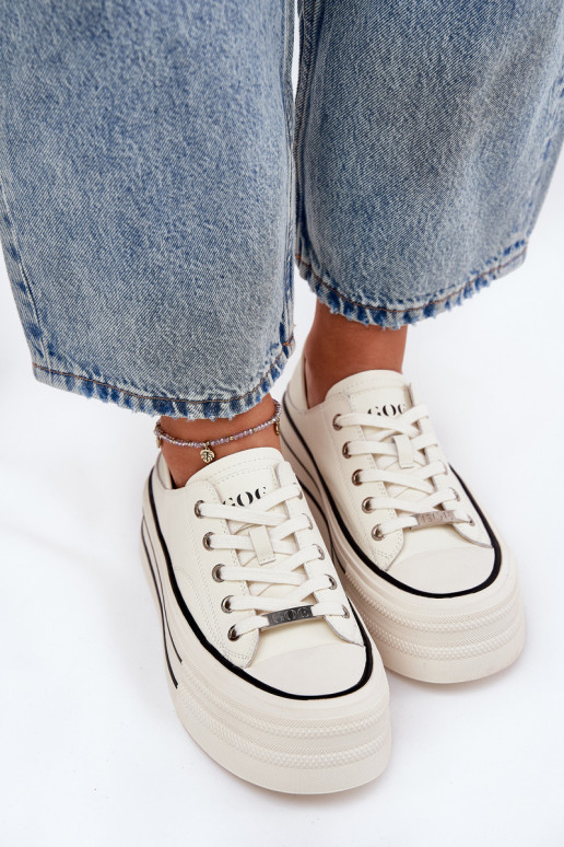   Laisvalaikio bateliai su platforma GOE RR2N4106 baltos spalvos