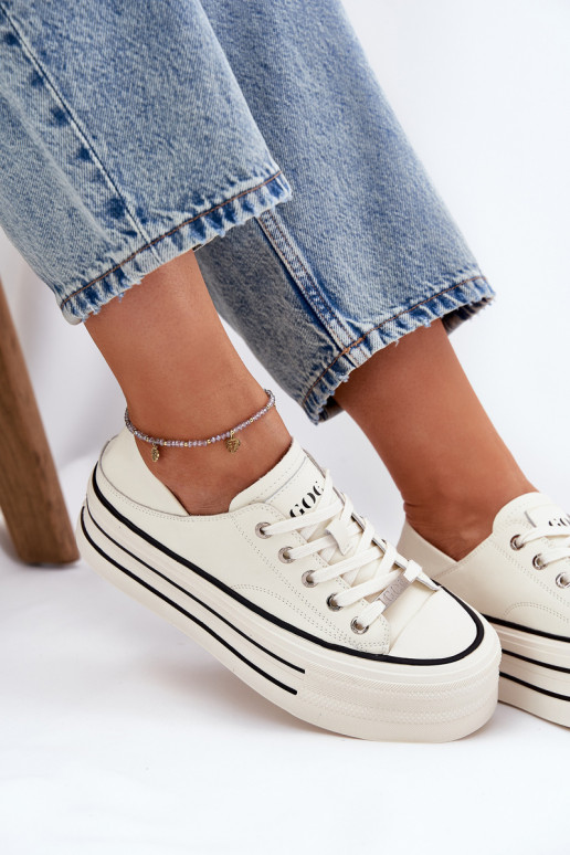   Laisvalaikio bateliai su platforma GOE RR2N4106 baltos spalvos