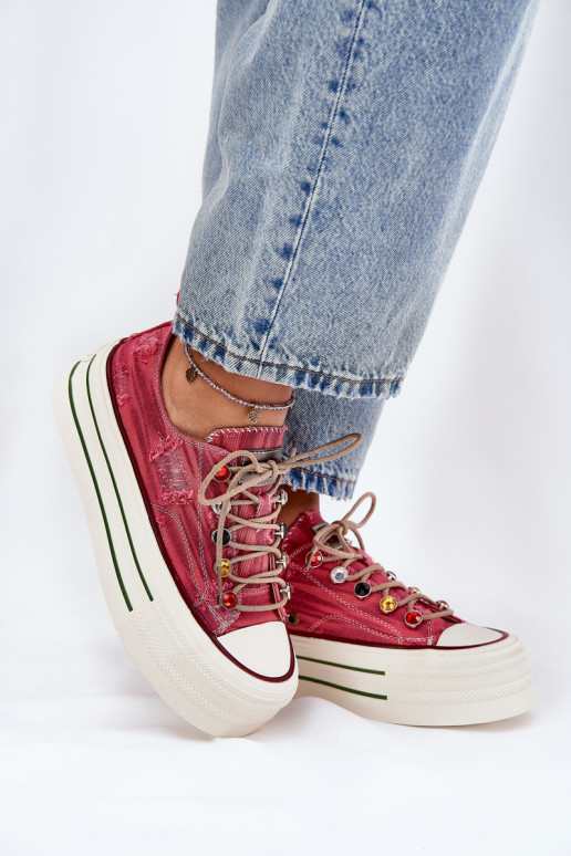 Laisvalaikio bateliai su platforma GOE RR2N4104 raudonos spalvos