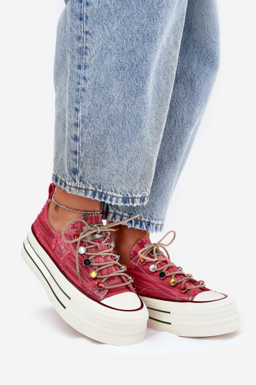 Laisvalaikio bateliai su platforma GOE RR2N4104 raudonos spalvos