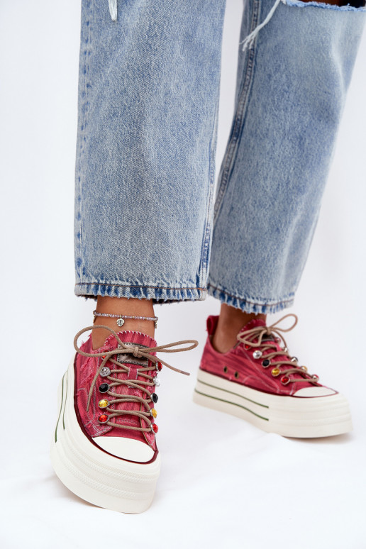 Laisvalaikio bateliai su platforma GOE RR2N4104 raudonos spalvos